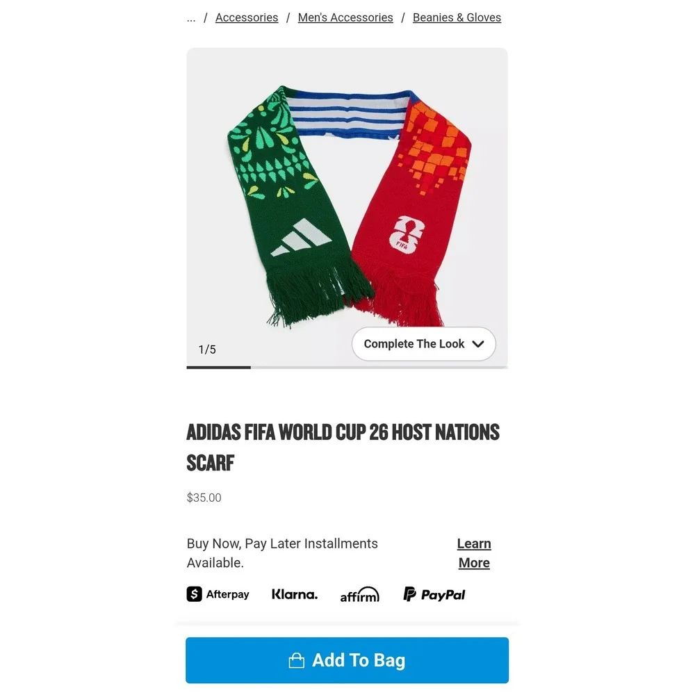Adidas FIFA World Cup 26 Host Nations Scarf Green Red Blue Knit Soccer NWT